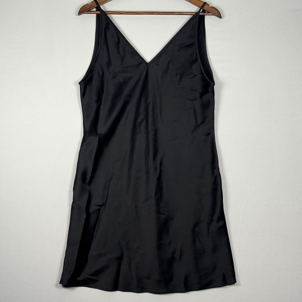 Victoria's Secret Slip Dress Womens Medium Black NWOT Vintage 90s V-Neck Satin